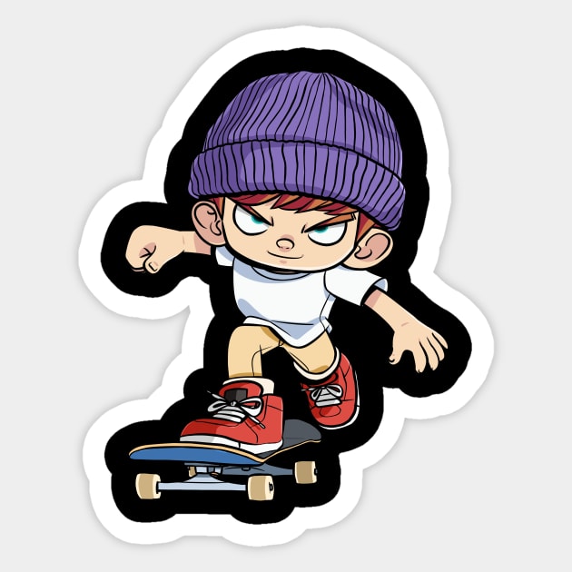 Skateboarder Cruising Skater Skate Gift Sticker by Noseking